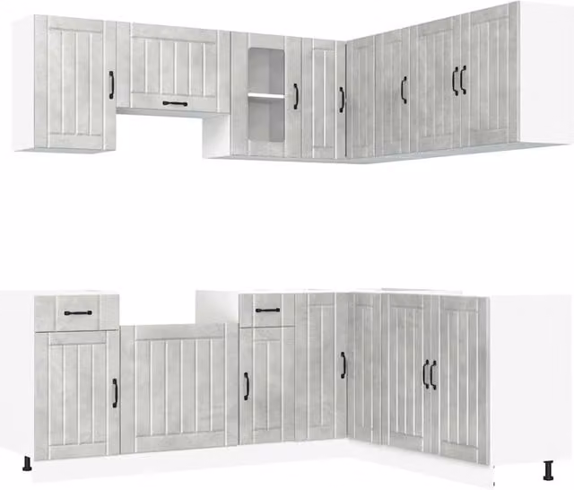 Berkfield Home Kalmar 11 Piece Modern Kitchen Cabinet Set in Concrete Grey Engineered Wood