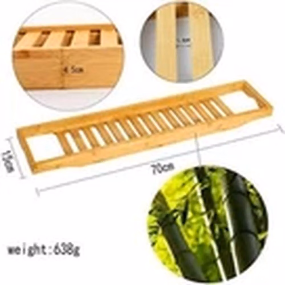 EONLION Natural Bamboo Bathtub Caddy Tray Organizer in Brown – 2