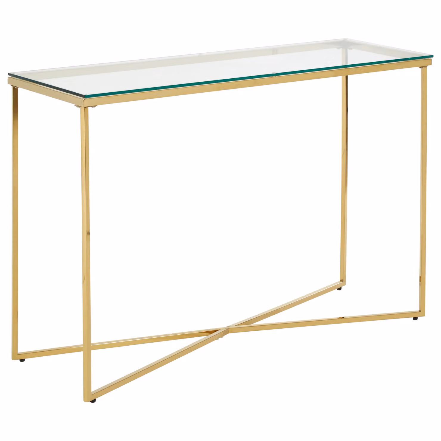 Orsina Gold Modern Glass and Metal Console Table, W/D/H: 120 x 40 x 78 cm – 2