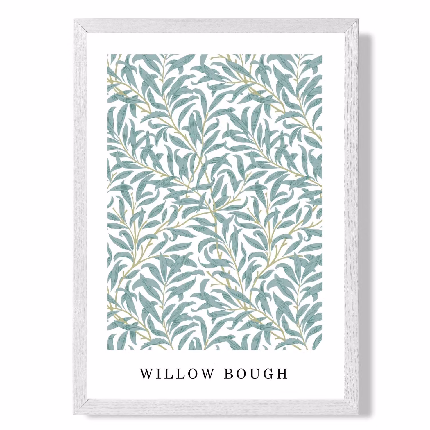 ARTZE Vintage William Morris Green and Yellow Willow Pattern Botanical Art Print with White Frame – 2