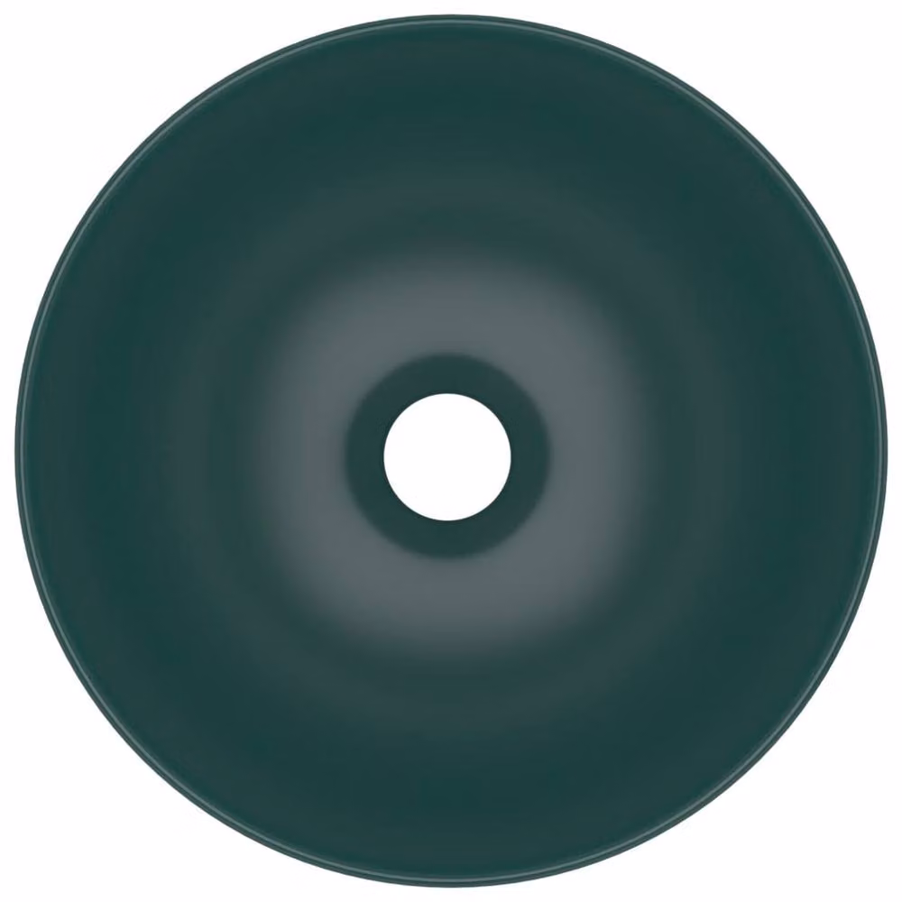 Berkfield Home Round Ceramic Countertop Bathroom Sink in Matt Green, W/D/H: 28 x 28 x 10 cm – 4