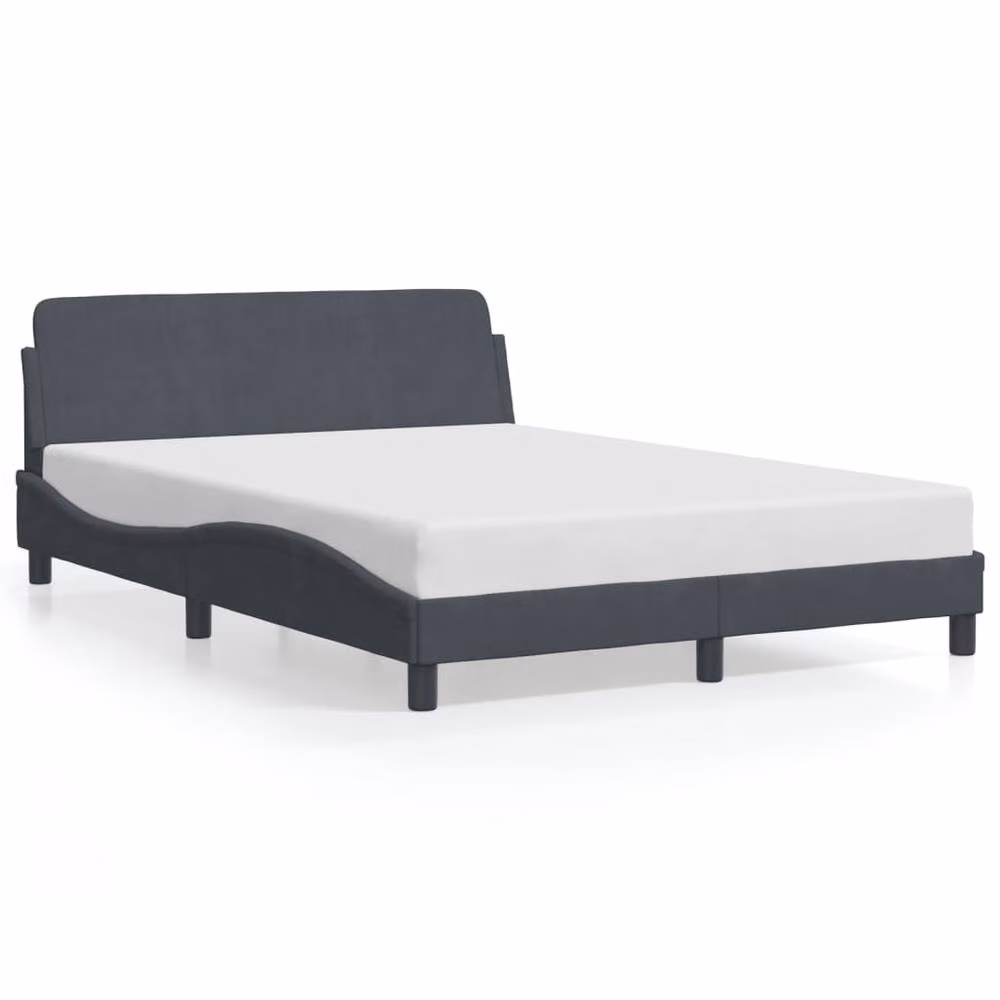 Berkfield Home Elegant Double Bed Frame in Dark Grey Velvet, W/D/H: 135 x 190 x 74.5 cm – 3