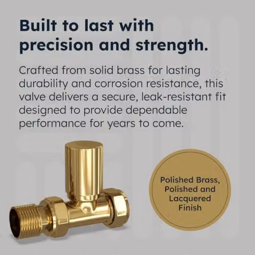 UK Radiators Stirling Bold Thermostatic Radiator Valve and Lockshield Corner Set in Polished Brass – 4