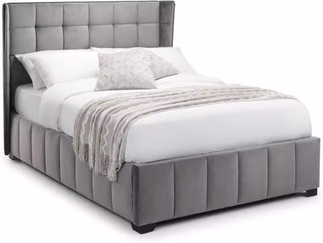 Cheshire Tamarack Upholstered Velvet Bed in Light Grey, King Size (W: 150 cm, L: 200 cm) – 1