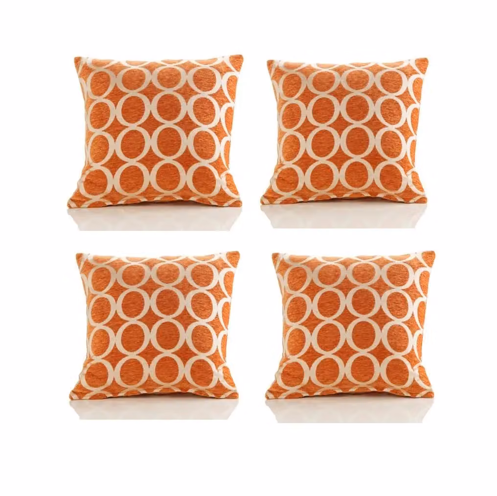 Luxury Living Orange Chenille Square Cushion Set of 4, W/D/H: 45 x 45 x 45 cm – 2
