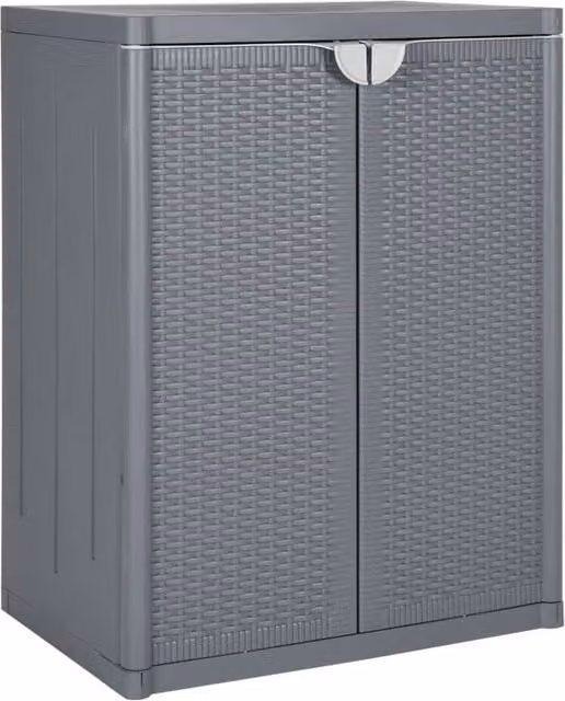 Berkfield Home Grey Rattan Garden Storage Cabinet with Internal Shelves, W/D/H: 65 x 45 x 88 cm