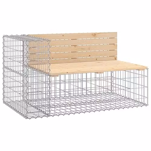 vidaXL Gabion Design Garden Bench in Untreated Solid Pine Wood, W/D/H: 122 x 71 x 65.5 cm – 1