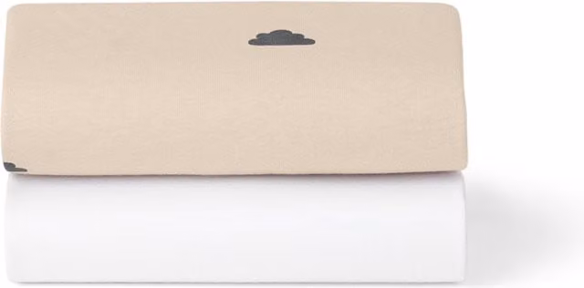 Snuz Twin Pack Sand Cloud Moses Basket Sheets in Breathable Cotton Jersey