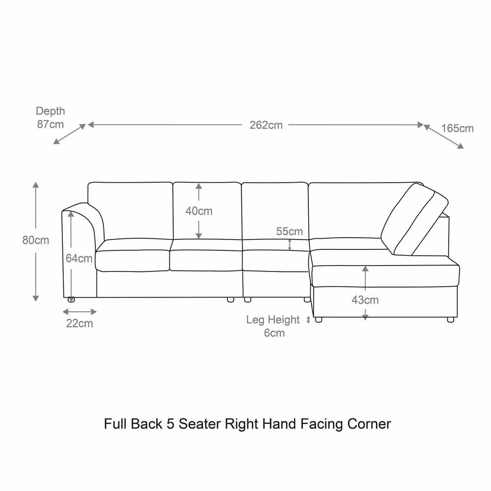 Furnishings For Less UK Luxor 5 Seater Corner Sofa in Orange Jumbo Cord, Right Hand L-Shape with Full Back – 3