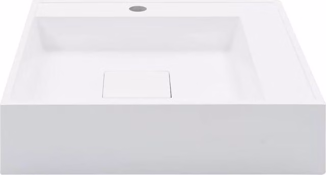 Berkfield Home Chic Square Countertop Wash Basin in White Mineral Cast, W/D/H: 50 x 50 x 12.3 cm