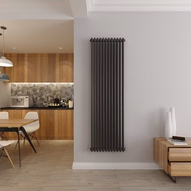 AicaBathroom Vertical Traditional Cast Iron Style 2 Column Radiator in Anthracite, W/D/H: 56 x 56 x 180 cm