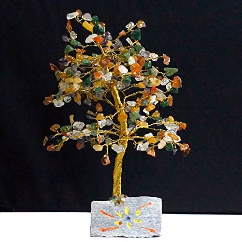 Ancient Wisdom Multi-Gemstone Tree with 320 Multicolour Stones for Tabletop Display