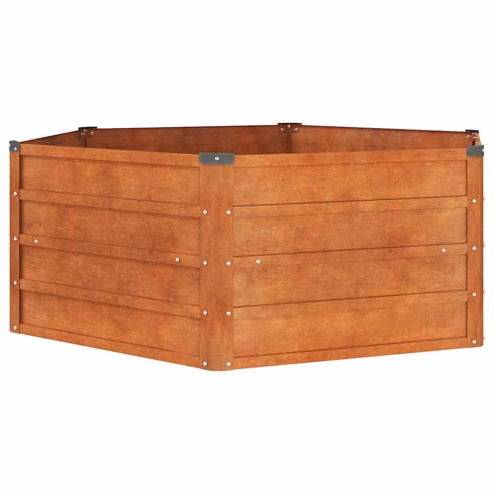 Berkfield Home Garden Raised Bed in Brown Corten Steel, W/D/H: 129 x 129 x 45 cm – 2