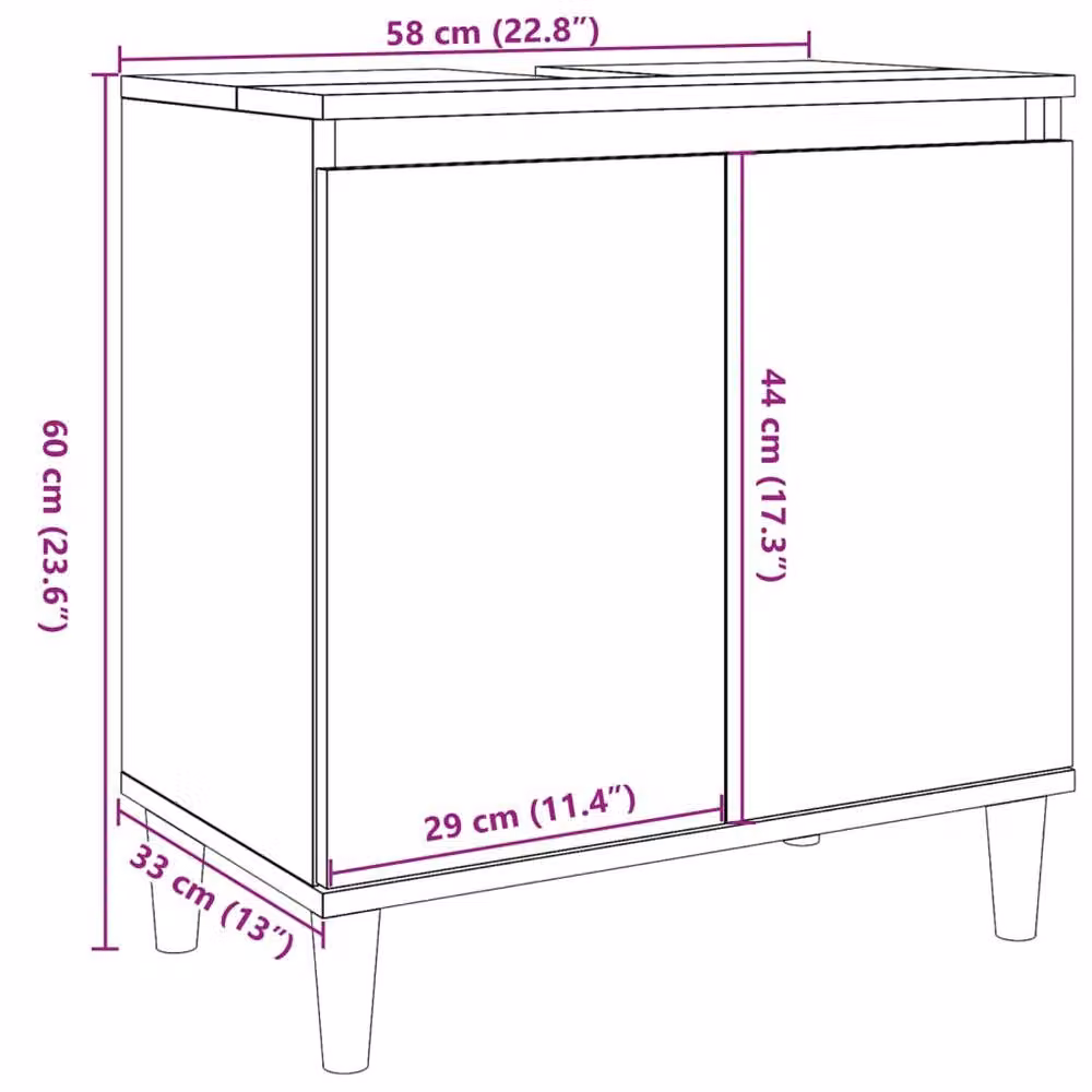 Berkfield Home Sink Cabinet in Concrete Grey, W/D/H: 58 x 33 x 60 cm – 3