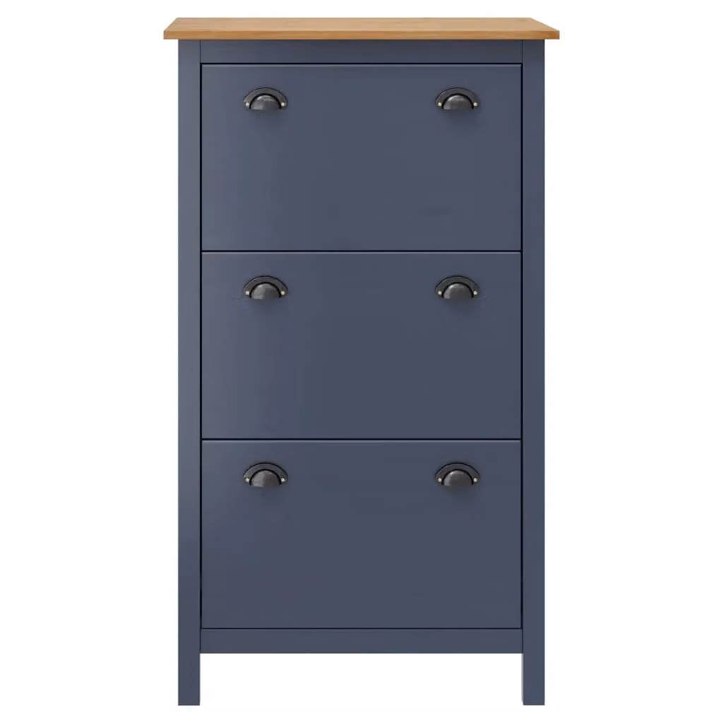 Berkfield Home Hill Shoe Cabinet in Grey Solid Pine Wood, W/D/H: 72 x 35 x 124 cm – 2