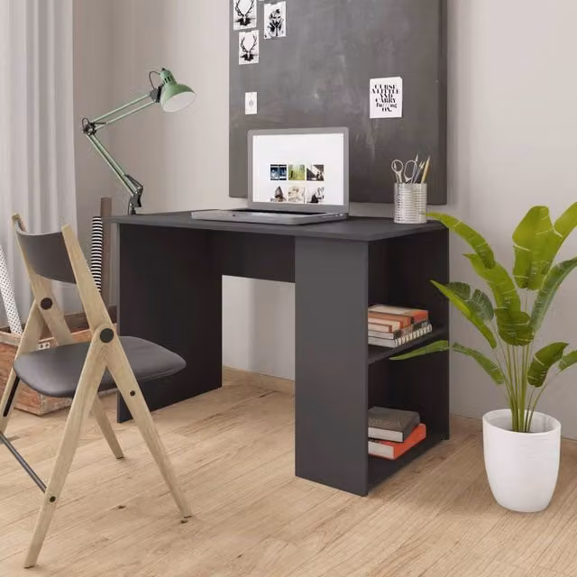 Berkfield Home Grey Computer Desk in Engineered Wood, W/D/H: 110 x 60 x 73 cm