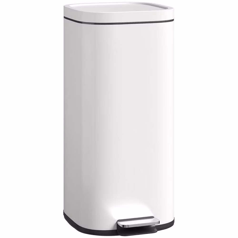 HOMCOM 30L Kitchen Pedal Bin with Lid and Removable Inner Bucket in Beige – 2