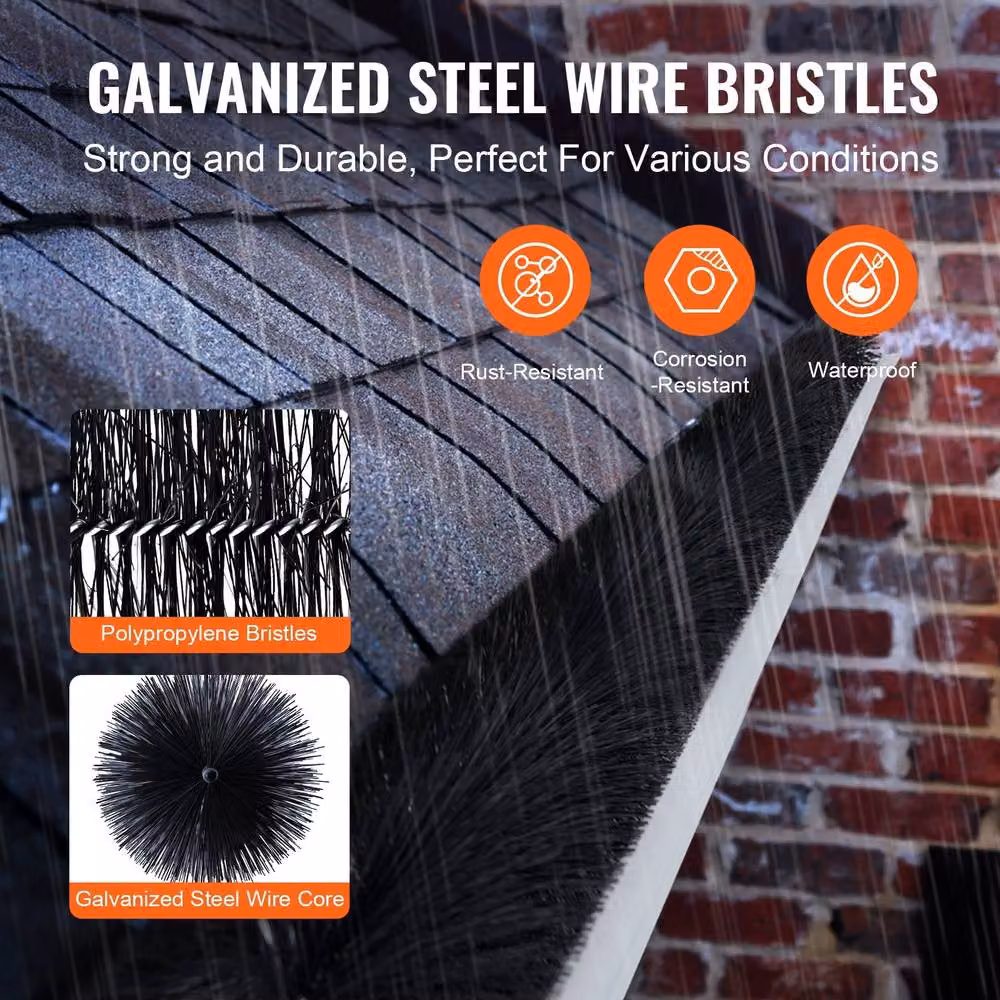 VEVOR 20 Pack Durable Black Galvanised Steel Gutter Brushes – 7
