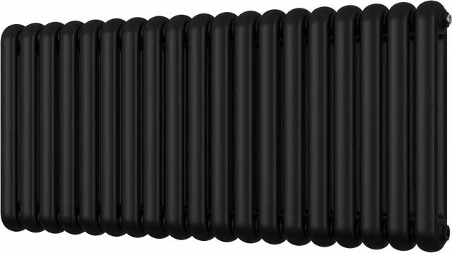 Sherwood Black Round Top 2 Column Column Radiator, H: 134 cm, W: 60 cm, D: 5 cm