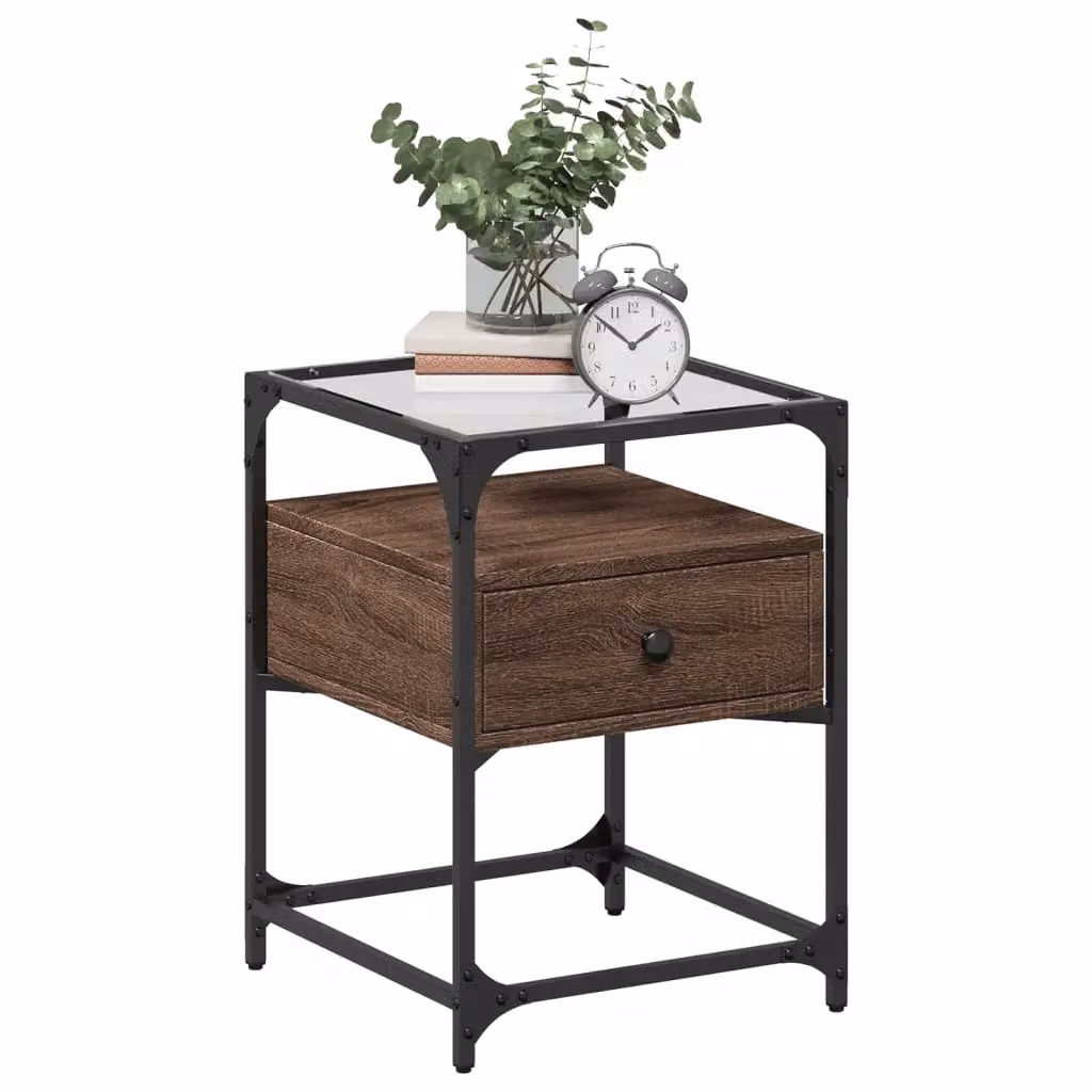 Berkfield Home Bedside Cabinet in Brown Oak, W/D/H: 40 x 40 x 55 cm – 3