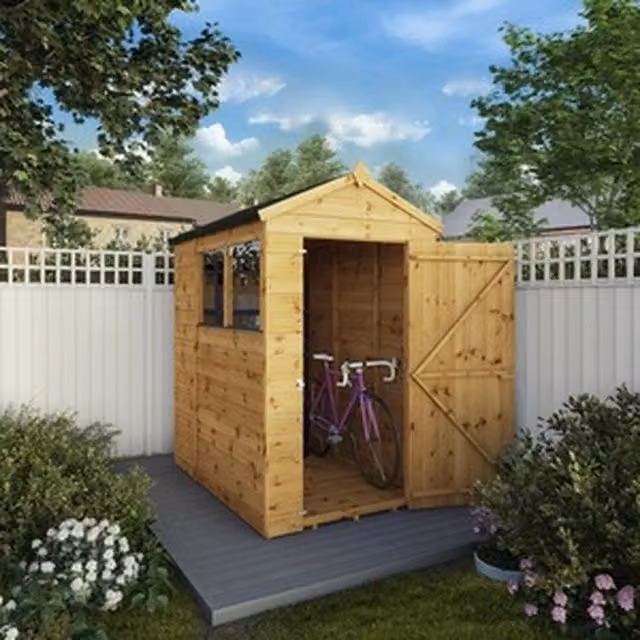 Mercia Brown Wooden Shiplap Apex Garden Storage Shed with Windows W129.1 x D182.88 x H217.1 cm
