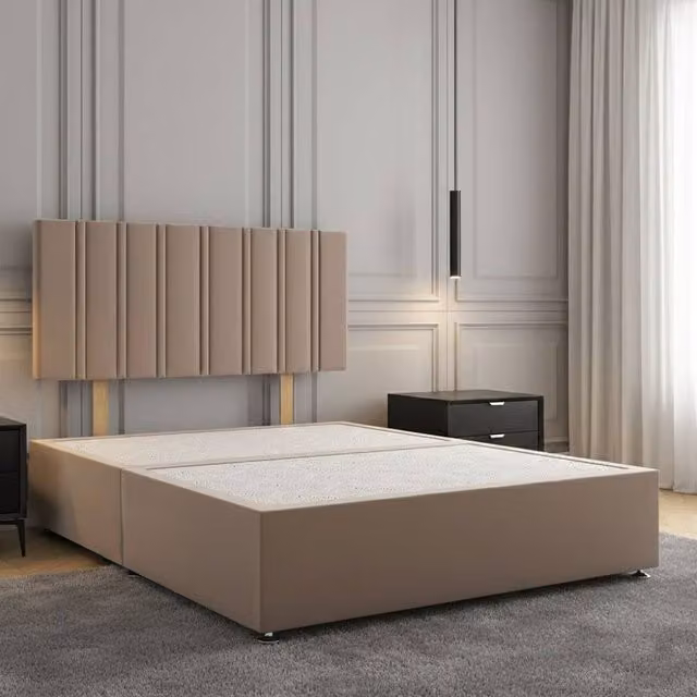 Regional Furnishings Luxury Plush Velvet Single Divan Bed with 24 inch Headboard in Bronze, W/D/H: 90 x 200 cm – 1