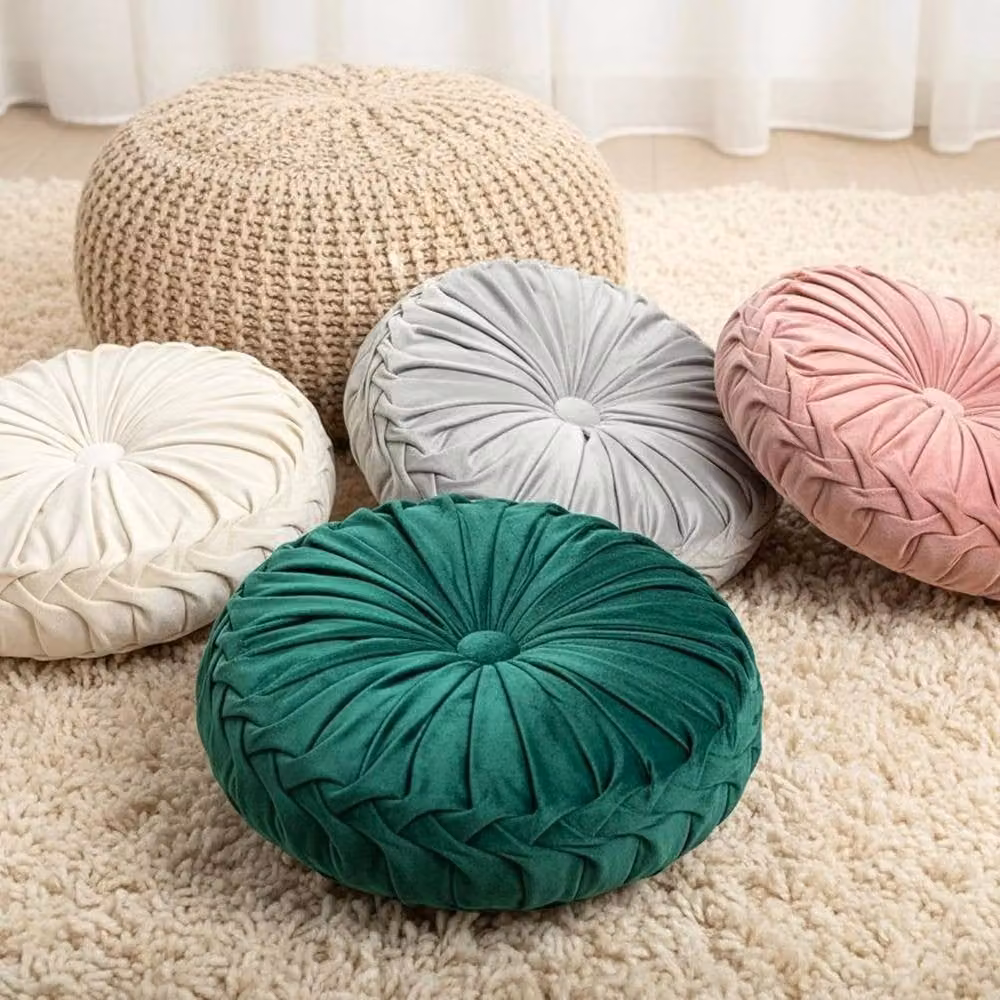 Kelvenix Green Round Pumpkin Cushions, 2-Piece Set, Diameter: 100 cm – 3