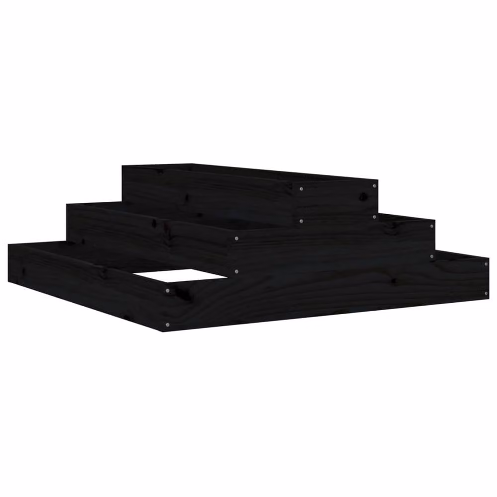 Berkfield Home Black Solid Wood Pine Planter Tub W/D/H: 80 x 80 x 27 cm – 3