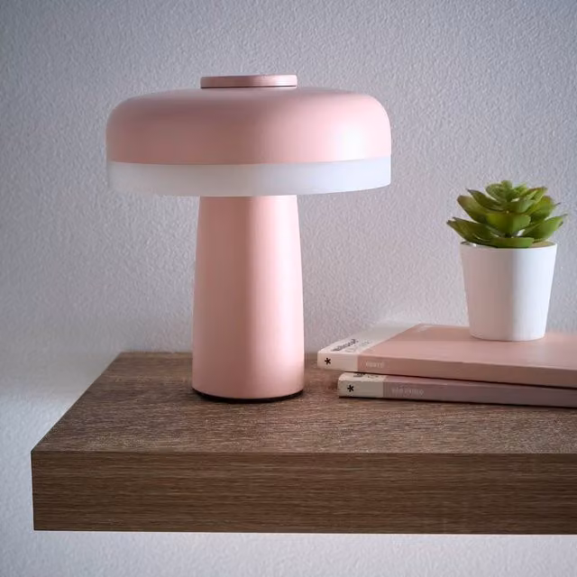 K LIVING Lyon Pink Rechargeable LED Table Lamp with Dimmable Touch Control