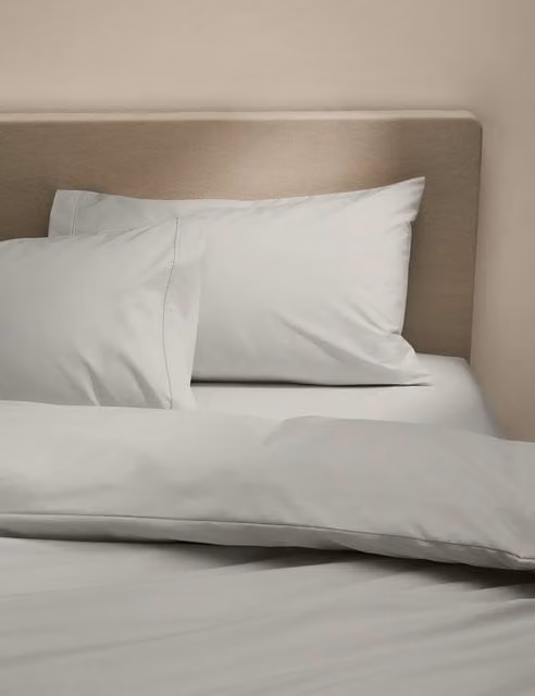 M&S 2 Pack Egyptian Cotton 230 Thread Count Percale Pillowcases in Silver Grey