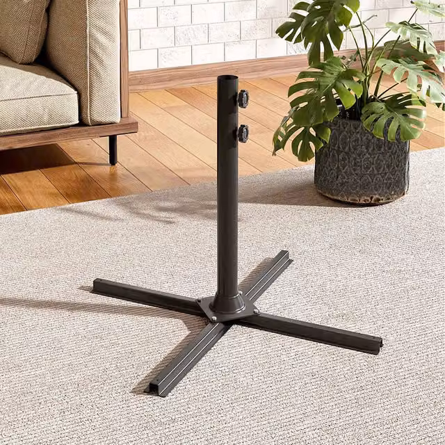 Livingandhome Matt Black Metal Freestanding Parasol Cross Base