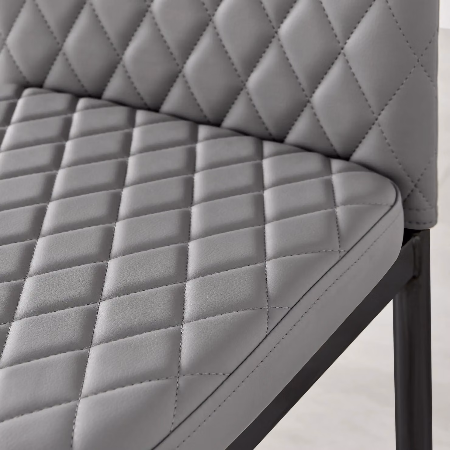 FurnitureboxUK Set of 4 Milan High Back Faux Leather Dining Chairs in Grey with Black Metal Legs – 2