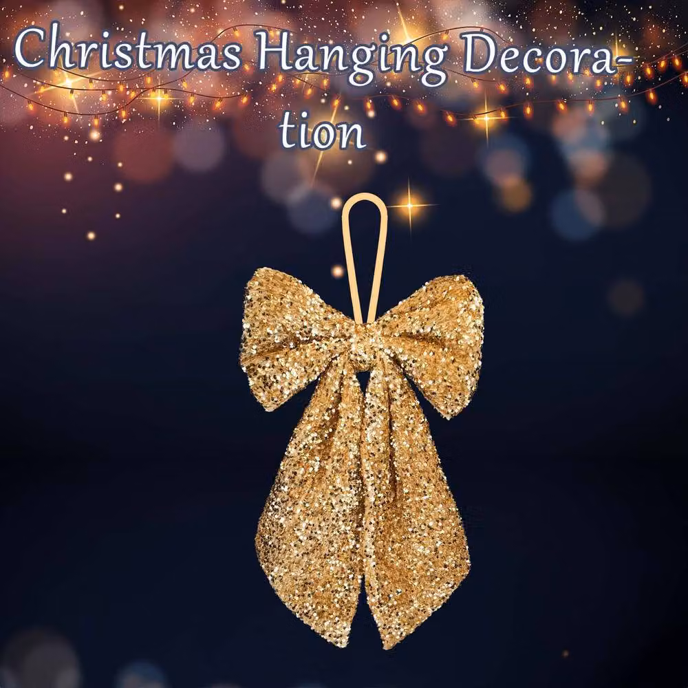 VFM e-Store Gold Sequins Bow Hanging Decoration W: 58 cm, H: 58.98 cm – 3