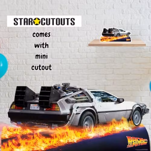 Star Cutouts SC1574 DeLorean Time Machine Cardboard Cutout, Silver Movie Party Decoration and Event Prop, H 195 cm x W 90 cm – 2