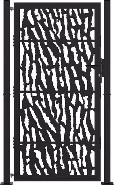 Berkfield Home Beautiful Garden Gate in Black Steel, W: 105 cm, H: 180 cm