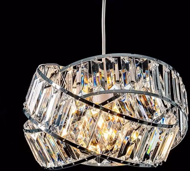 EONLION Modern Intertwined Ring Crystal Light Shade in Clear and Chrome – 1