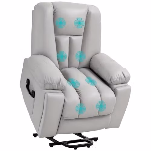 HOMCOM Riser and Recliner Chair for Seniors with Motorised Recline and Lift Assist, Light Grey – 1
