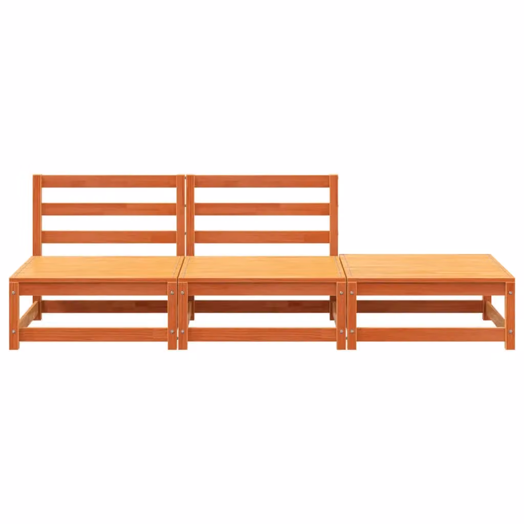 Berkfield Home Rustic Armless Garden Sofa and Footstool Set in Waxed Brown Solid Pine Wood – 2