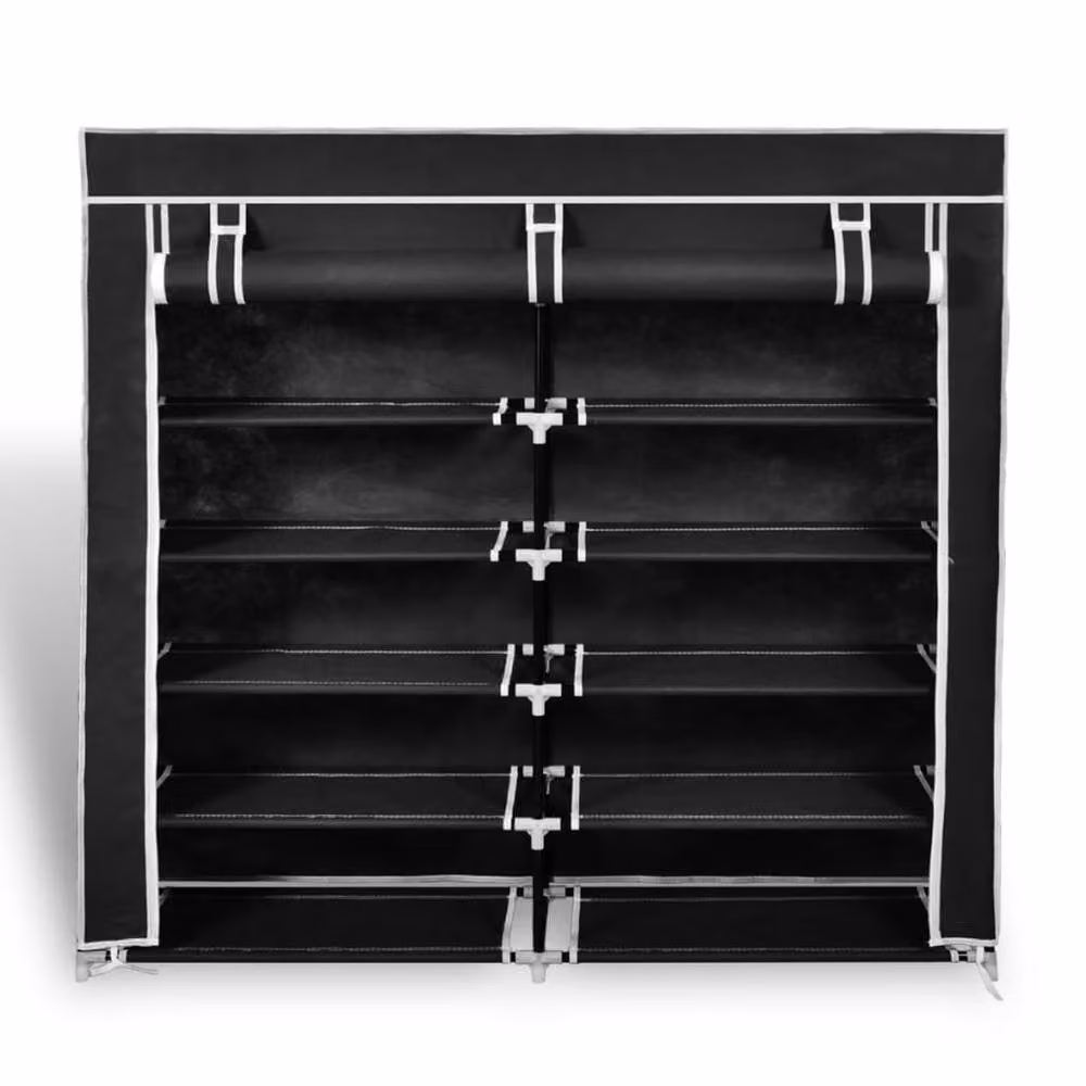 Berkfield Home Unviewable Fabric Shoe Cabinet with Cover, Black, W: 115 cm, D: 28 cm, H: 110 cm – 3