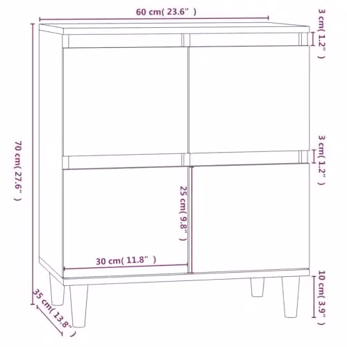 vidaXL Grey Sonoma Sideboard in Engineered Wood W/D/H: 60 x 35 x 70 cm – 3