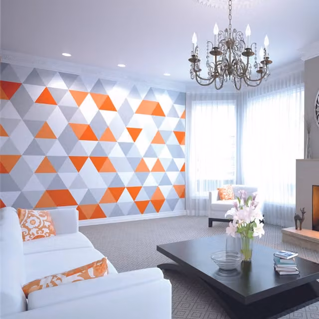 Origin Murals Geometric Wall Mural in Orange