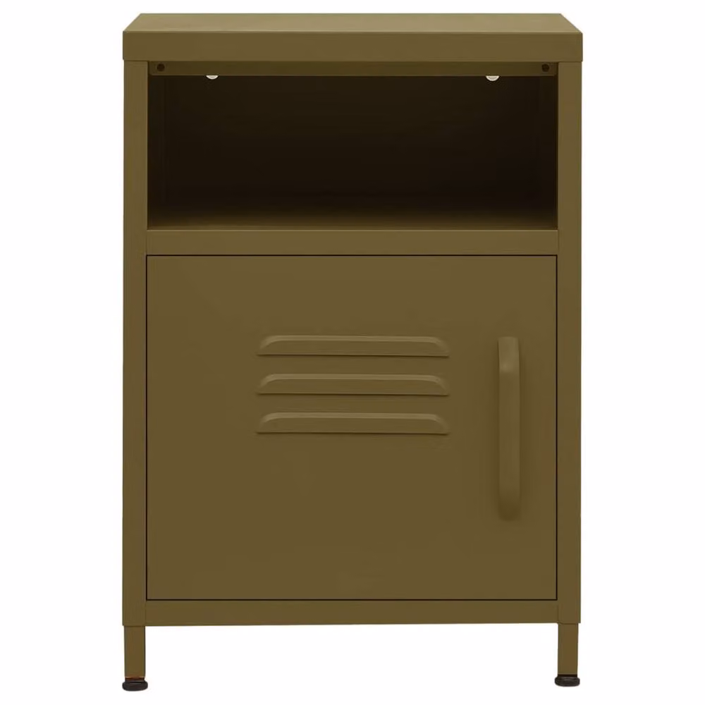 Berkfield Home Modern Metal Nightstand in Matt Green, W/D/H: 35 x 35 x 51 cm – 3