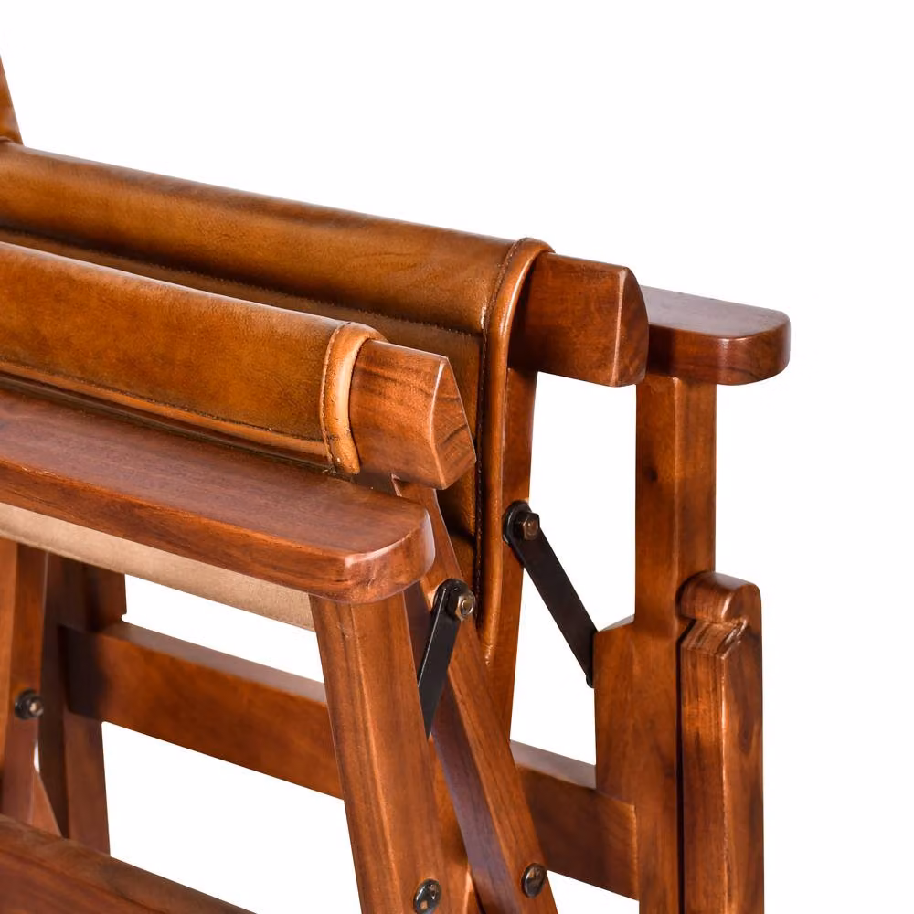 Elm Home And Garden Tan Brown Genuine Leather Folding Bar Stool – 5