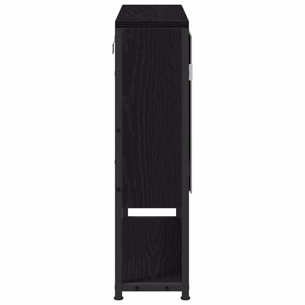 Berkfield Home Modern Black Oak Bathroom Mirror Cabinet with Hinged Doors and Internal Shelves, W: 60 cm, H: 60 cm, D: 16 cm – 5