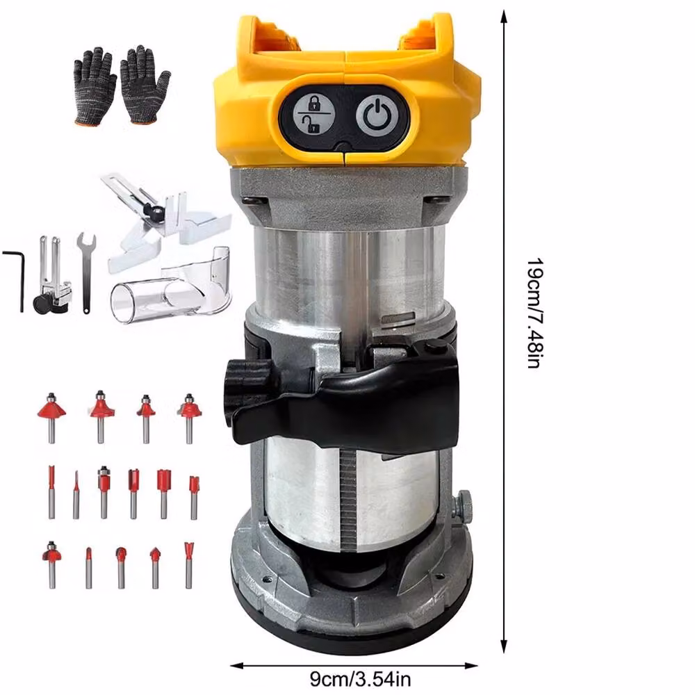 Hinsinc Multicolour Cordless Compact Benchtop Router for DeWalt 18V 20V Battery Woodworking Tool – 2