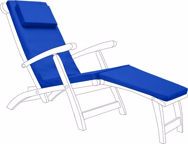 Gardenista Blue Rectangular Outdoor Sun Lounger Steamer Chair Cushion in Polyester
