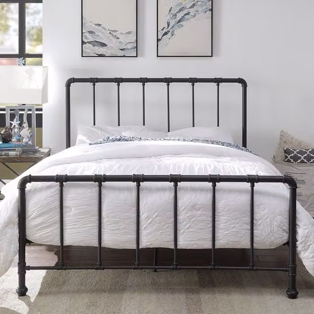 Kinnerton Industrial Metal Bed Frame in Black, King Size (180 x 200 cm)