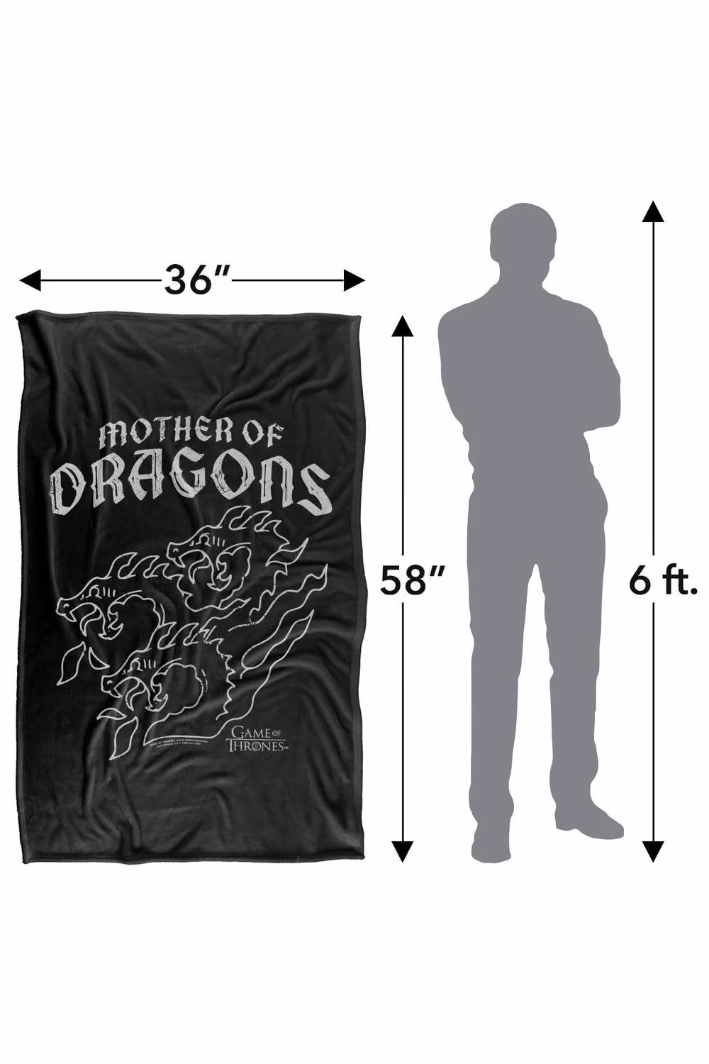Warner Bros. Game of Thrones Mother of Dragons Super Soft Fleece Throw Blanket, Multicolour, W: 152.4 cm x D: 127.0 cm – 8