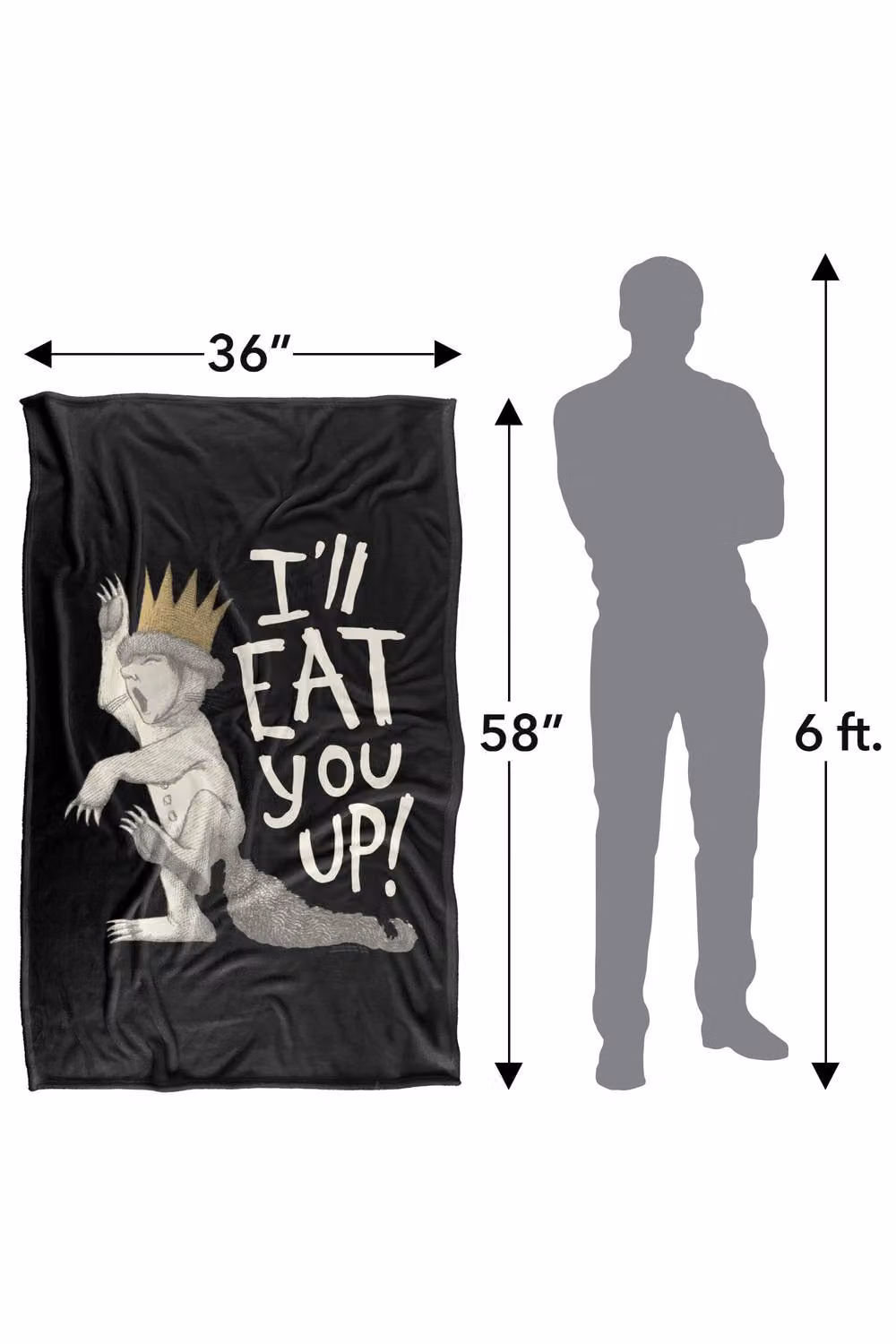 LOGOVISION Where The Wild Things Are Eat You Up Super Soft Fleece Throw Blanket, Multicolour, W: 152 cm, D: 127 cm – 8