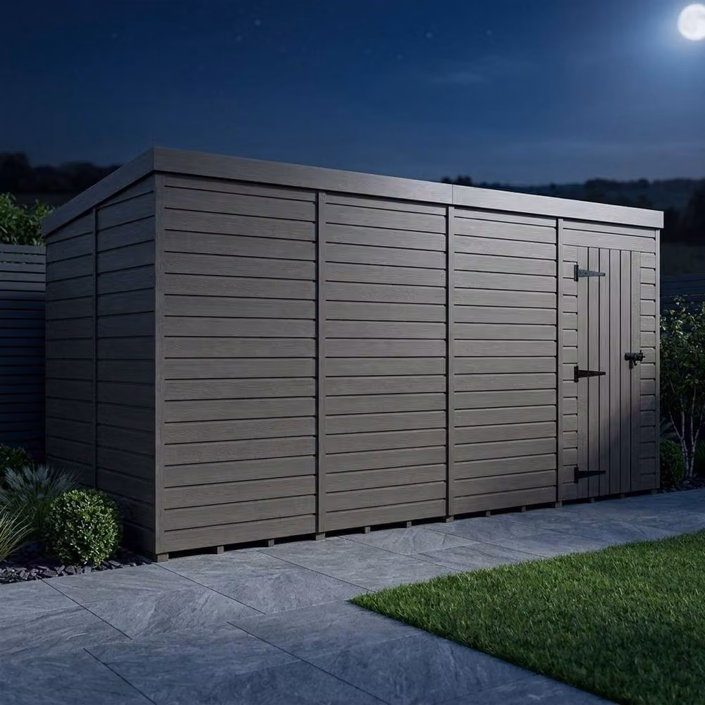 Buttercup Farm Grey Composite Pent Garden Shed with Single Door and No Windows W/D/H: 183 x 274 x 210 cm – 3
